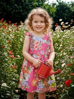 100% Cotton. Polo Ralph Lauren. Girls Floral Pink Ruffle Sundress